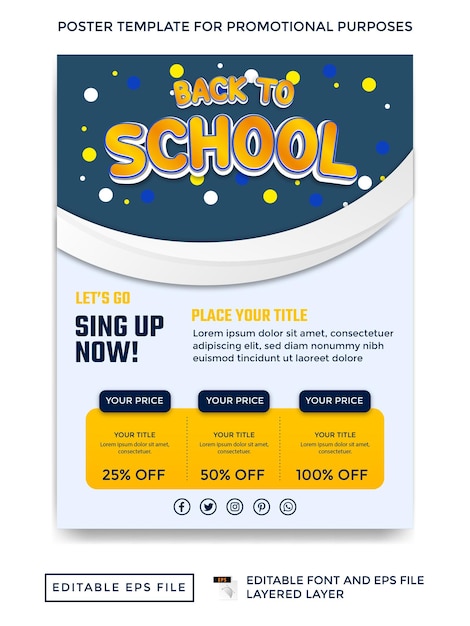 Vector flyer template with back to school theme