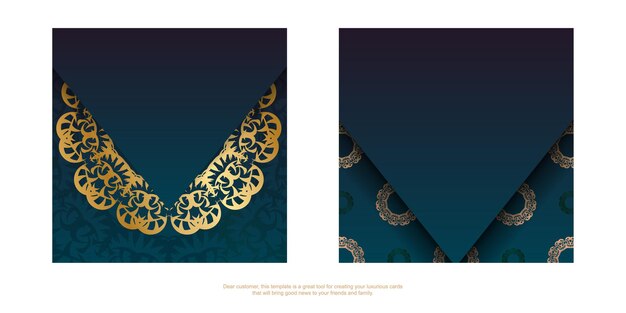 Flyer template with gradient blue color with greek gold pattern for your design.