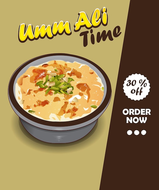 Vector flyer for umm ali food