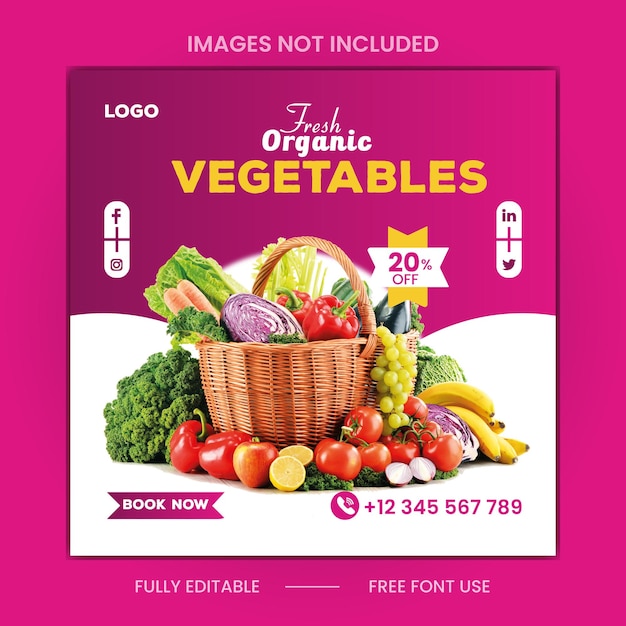 A flyer for a vegetable store called " the fresh organic vegetables ".