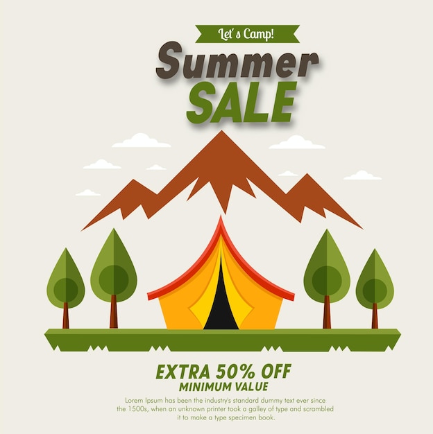Flyer voor de Kids Summer camp poster in vlakke stijl vectorillustratie
