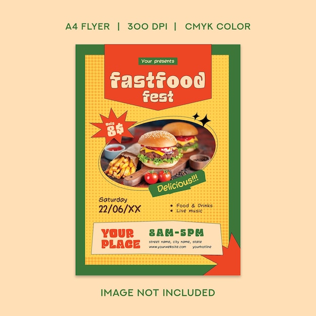 Flyer voor fastfoodfestivals