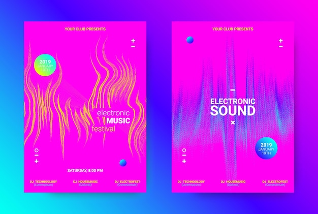 Flyers for night party of electronic music