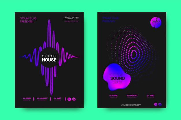 Vector flyers for night party of electronic music