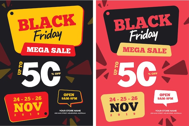 Flyersjabloon black friday mega-uitverkoop