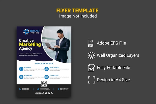 Flyersjabloon voor creatief marketingbureau voor uw bureau