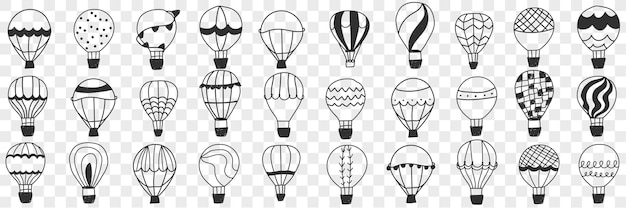 Flying air balloon doodle set