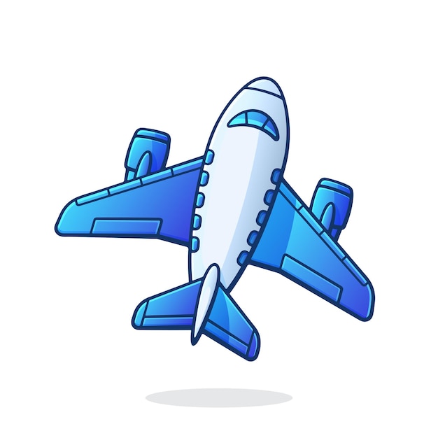 Вектор Летающий самолет вид сверху летнее путешествие на воздушном транспорте символ авиации векторные иллюстрации