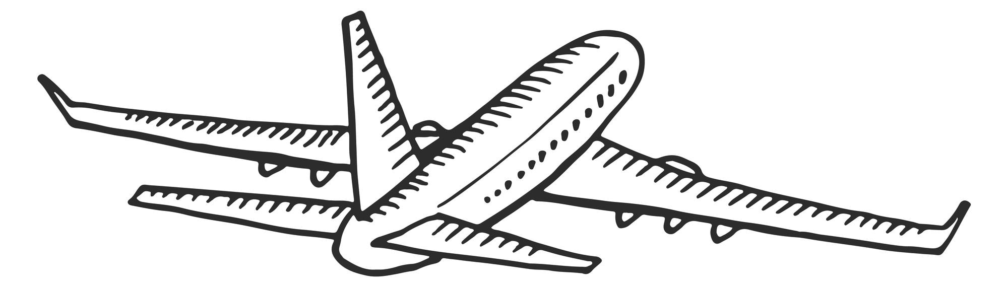 Premium Vector | Flying Airplane Sketch Air Travel Symbol Plane Drawing