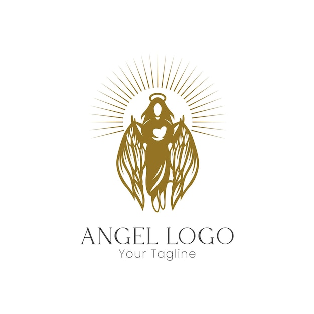 flying angel silhouette logo design