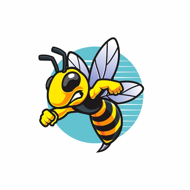 Vector flying angry bee mascot