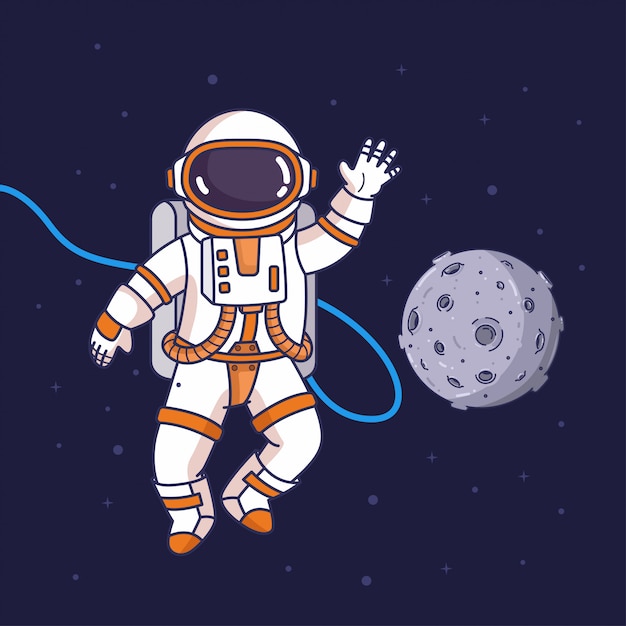 Flying astronaut in the space