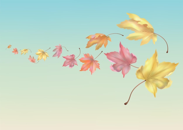 Flying autumn leaves