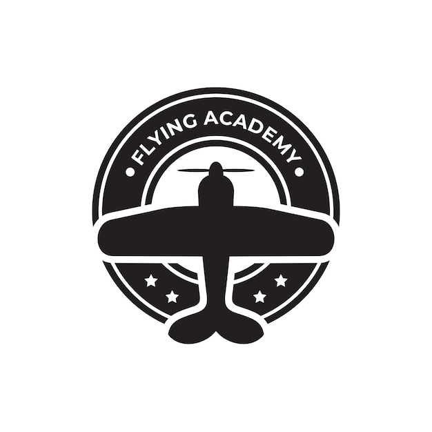 Flying aviation academy emblem logo design