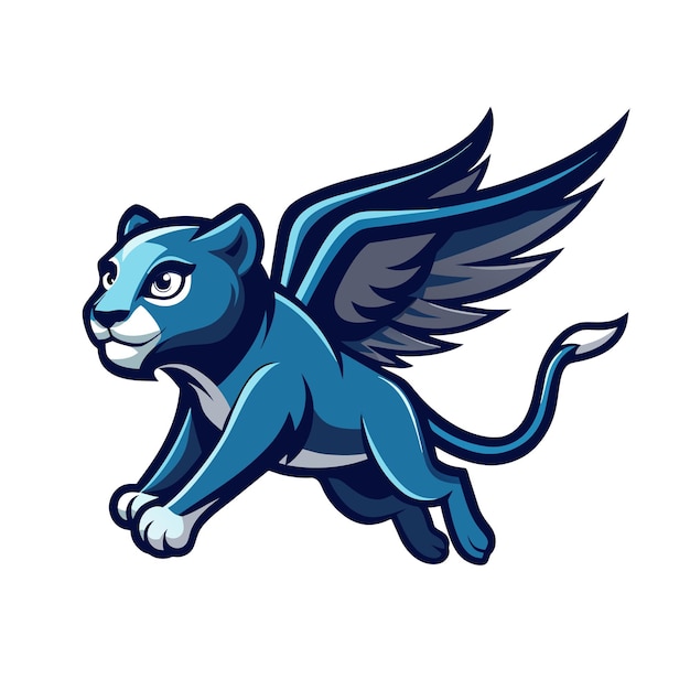 Flying baby panther logo illustration