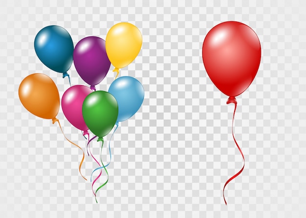 Vector flying balloons. multicolored balloons on a transparent background.