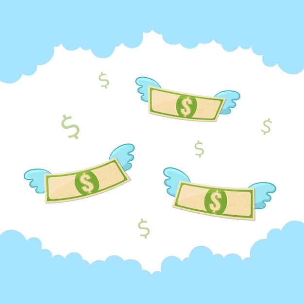 Banconote volanti concetto di arricchimento investimento di denaro concetto di trasferimento di denaro illustrazione vettoriale
