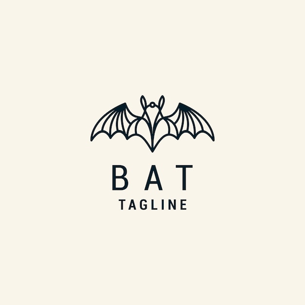 Flying bat design icon logo template