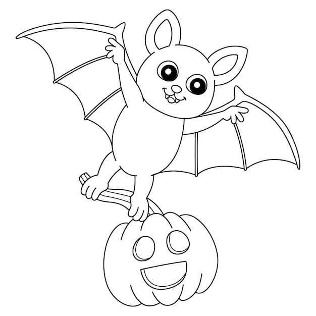 Flying Bat Halloween Coloring Page Isolated