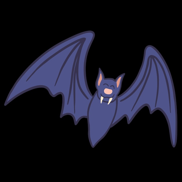 flying bat illustration with hand drawn icon