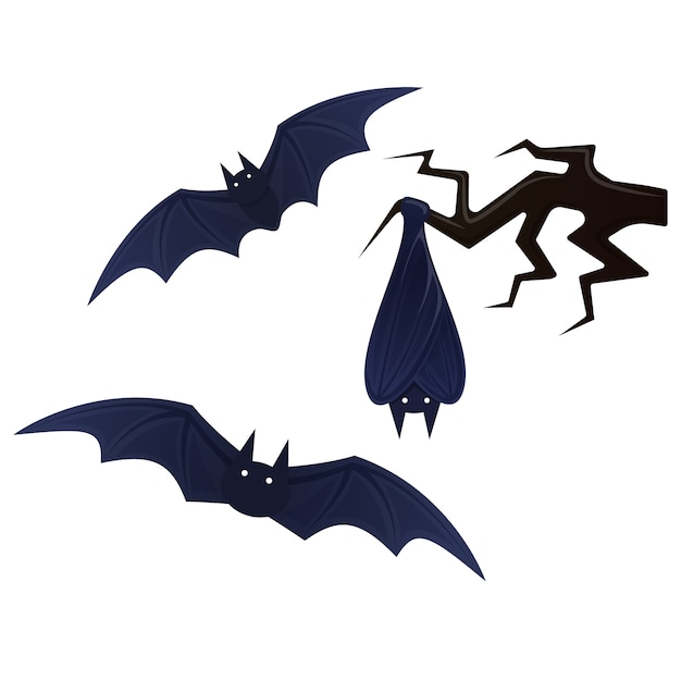 Flying bat, scary Halloween illustration. 