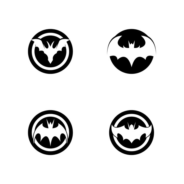 Flying bat silhouette logo design vector template illustration