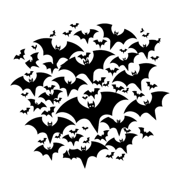 Vector flying bats in the sky bat icon bat silhouettes black bats vector illustration