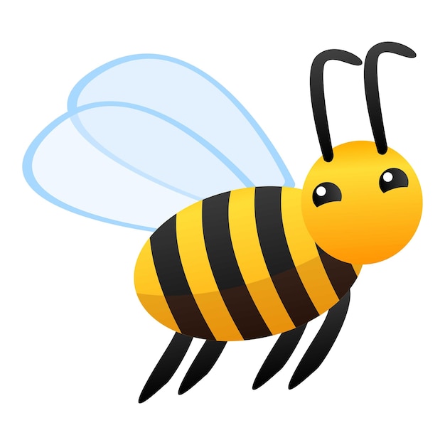 白い背景に隔離されたウェブデザインのための飛ぶミツバチのベクトルアイコンのアニメ