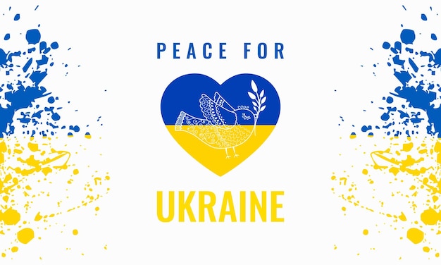 Flying bird as a symbol of peace with ukraine flag in heart shape