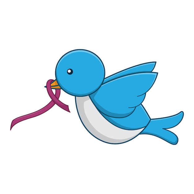 Flying bird cartoon vector for world cancer day