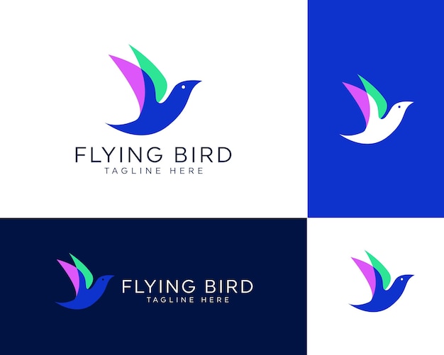 Flying bird colorful Premium logo vector