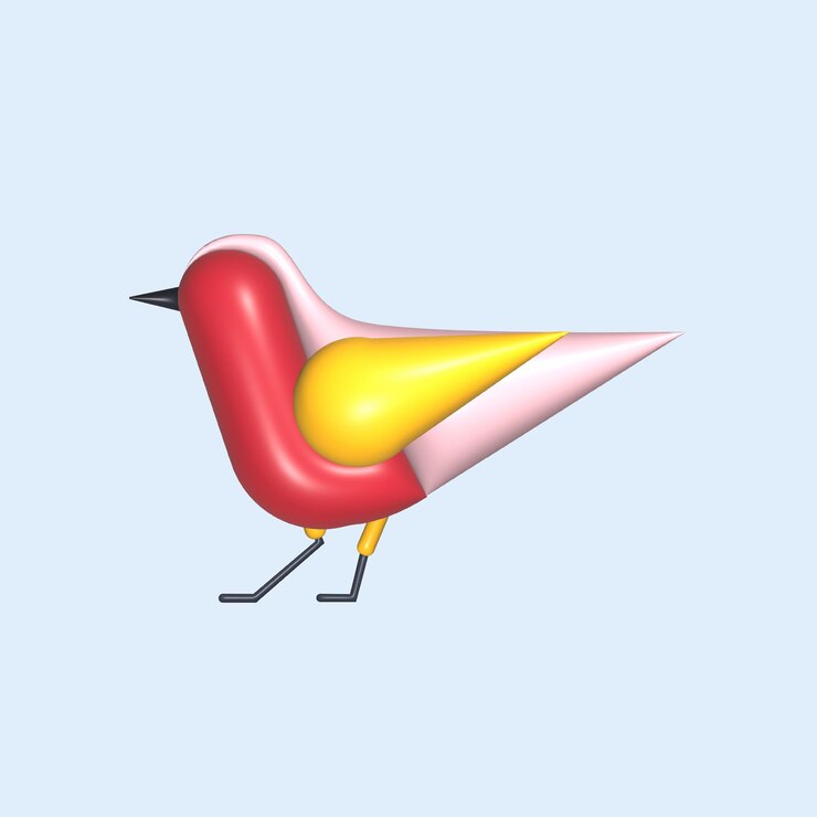 Vector flying bird concept realistic 3d object cartoon style