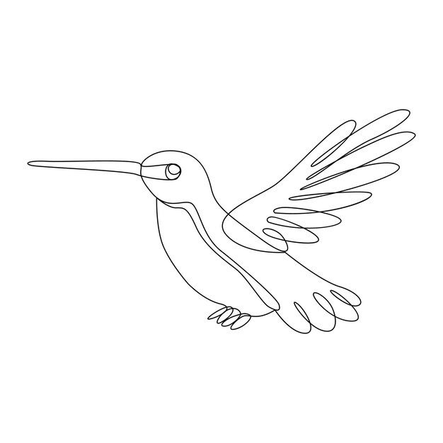 装飾的な要素 Vec の白い背景に分離された飛んでいる鳥の連続線描画要素