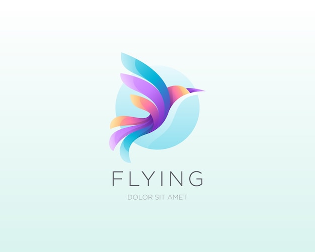 Flying bird logo. Colorful gradient bird logo icon