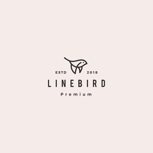 Flying bird logo hipster retro vintage line outline monoline