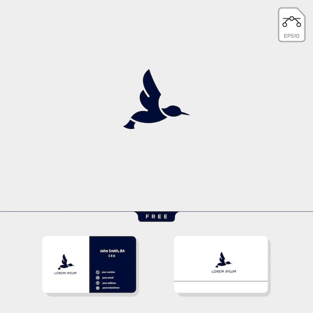 Flying Bird Outline Logo template vector illustratie en business card design omvatten