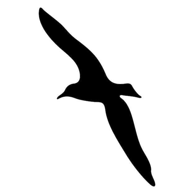 Flying bird realistic silhouette vector illustration Seagull illustration