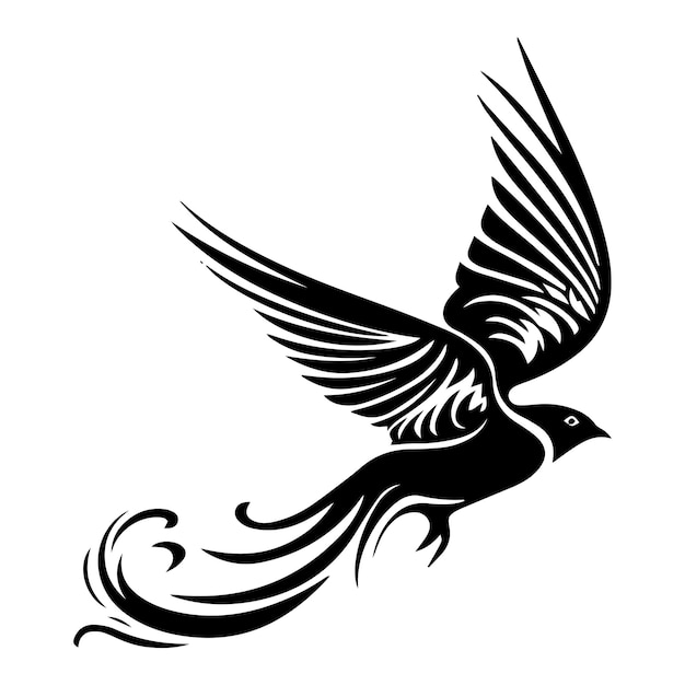 Vector flying bird tribal tattoo