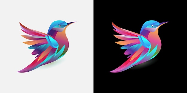 Vector flying bird vector illustration logo birds logo bird logo pack colorful amp minimalist commercia