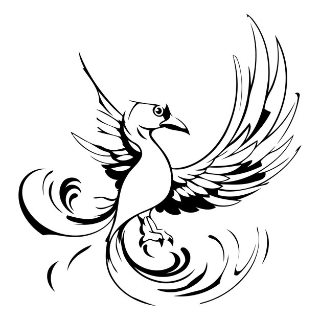 Vector flying bird with wings on a white background vector illustration for your design