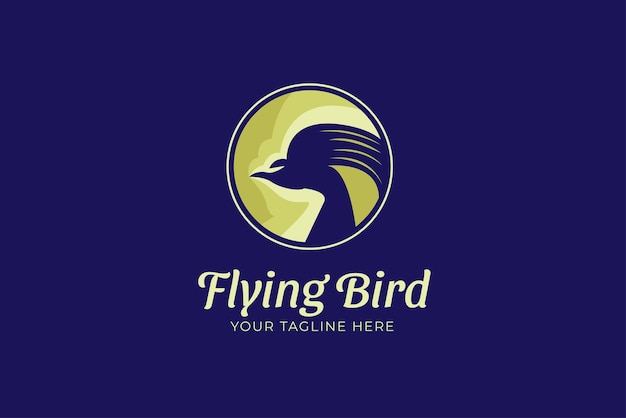 Flying bird yellow modern logo template