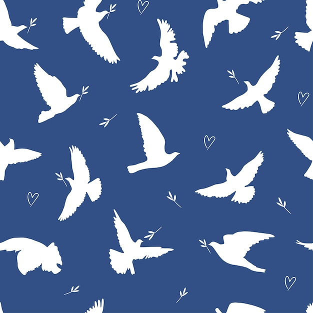 Flying birds seamless pattern