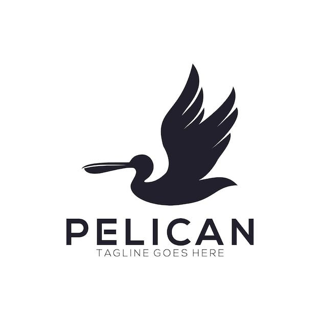 Vector flying black pelican bird design