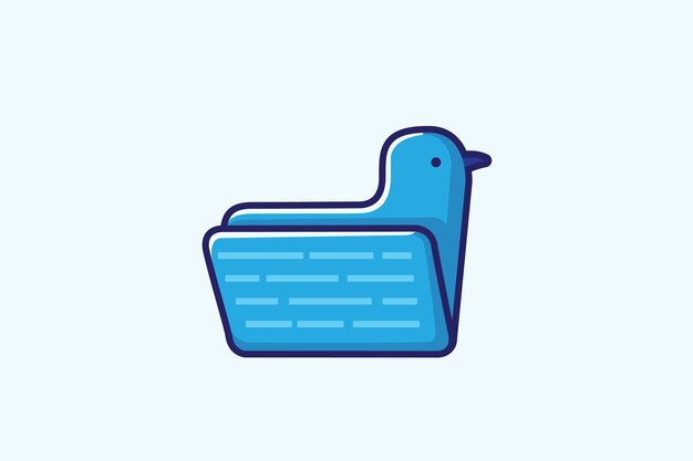 Vector flying blue bird folder icon vector illustration