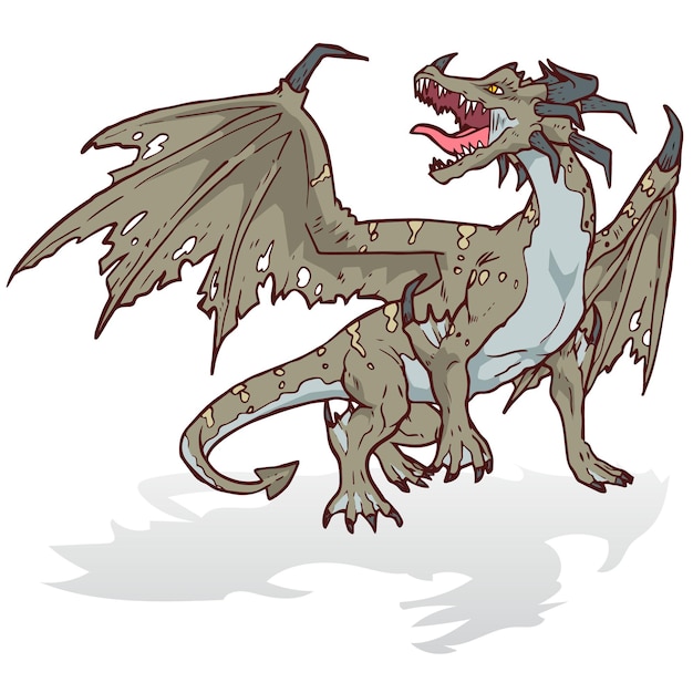 Flying Brown Dragon Beast Monster Illustration