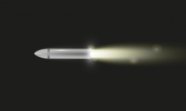 Vector flying bullet on a transparent background.