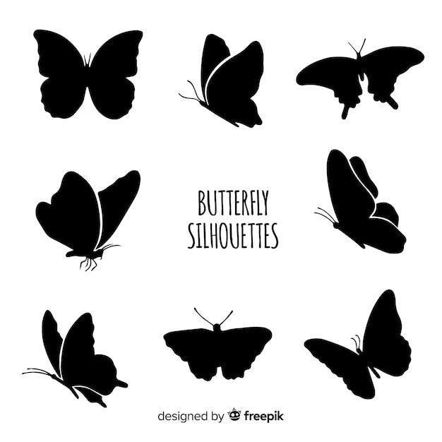 Vector flying butterflies silhouettes