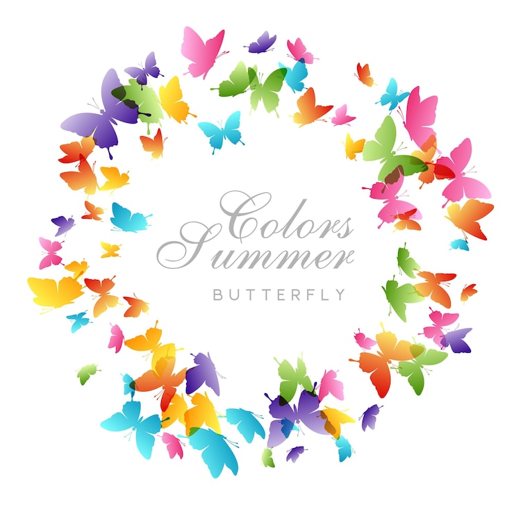 Vector flying butterflies vector decoration element round frame