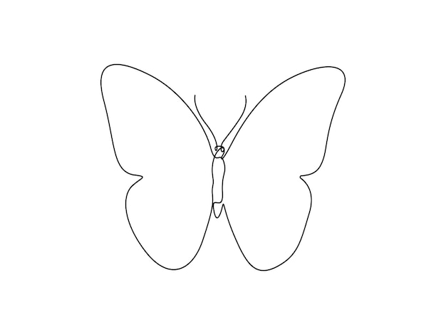 Vector flying butterfly continuous single line drawing vector illustration pro vector