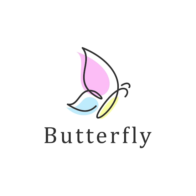 Flying butterfly line art beauty logo design